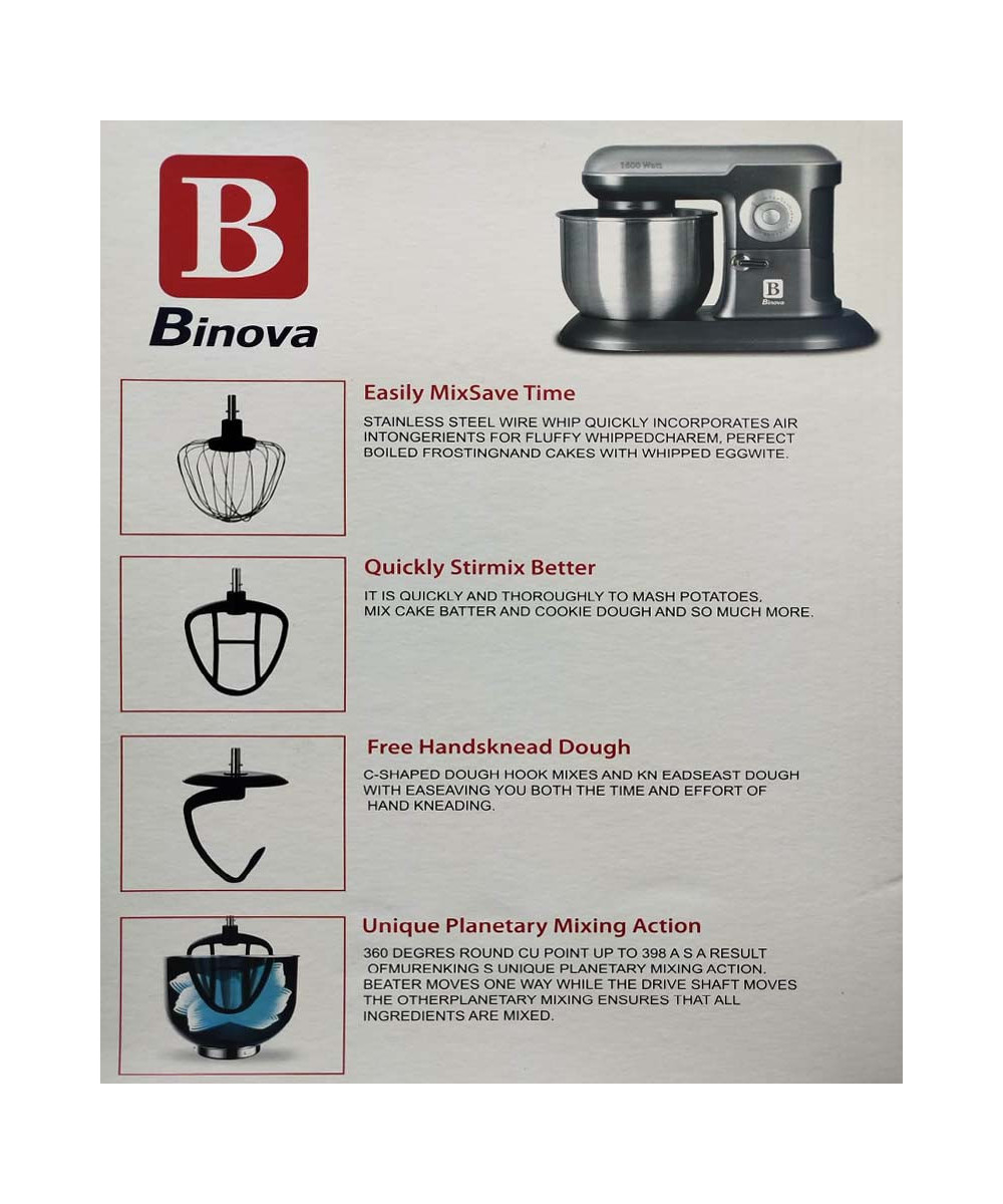 Robot Pâtissier BINOVA 1600W - Bol XXL 7,5L - 10 Vitesses | IMRANEMALL