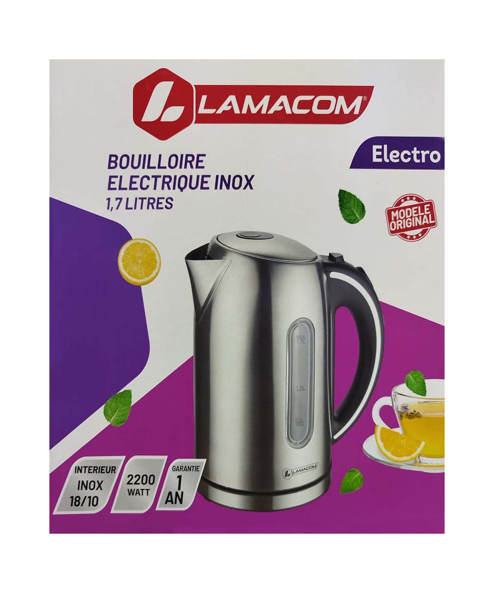 BOUILLOIRE ÉLECTRIQUE 1.7L INOX LAMACOM 2200W