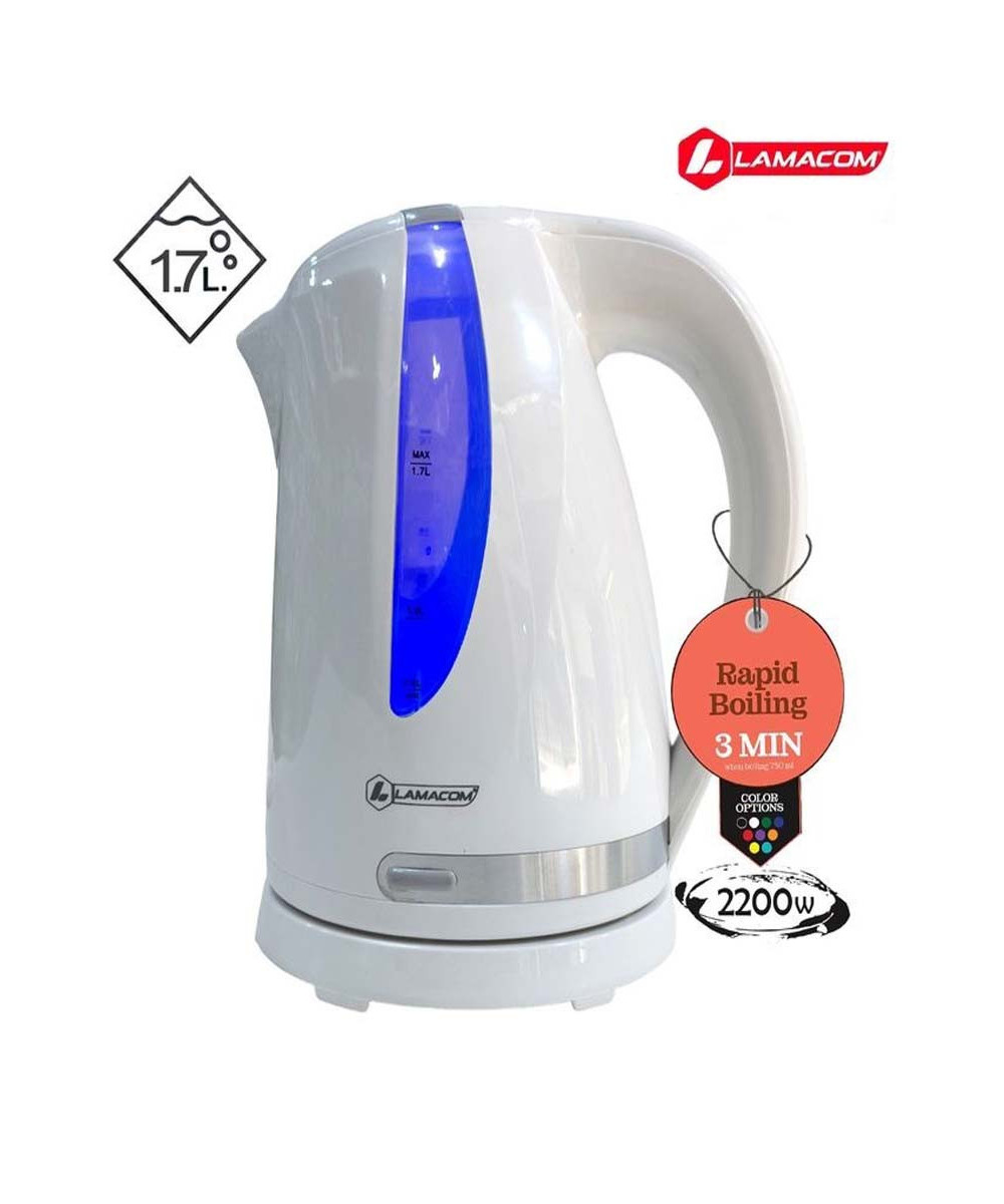 Bouilloire Électrique LAMAKOM 1.7L - 2200W en Plastique alimentaire| Qualité & Rapidité