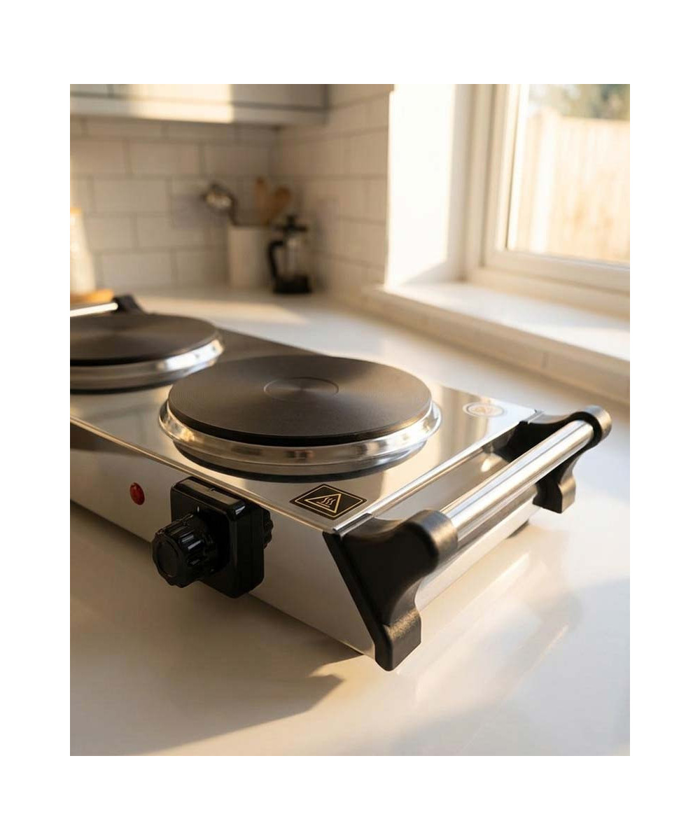 RÉCHAUD ÉLECTRIQUE DOUBLE PLAQUE INOX 2500W
