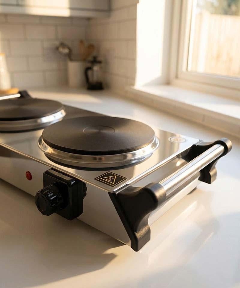 RÉCHAUD ÉLECTRIQUE DOUBLE PLAQUE INOX 2500W