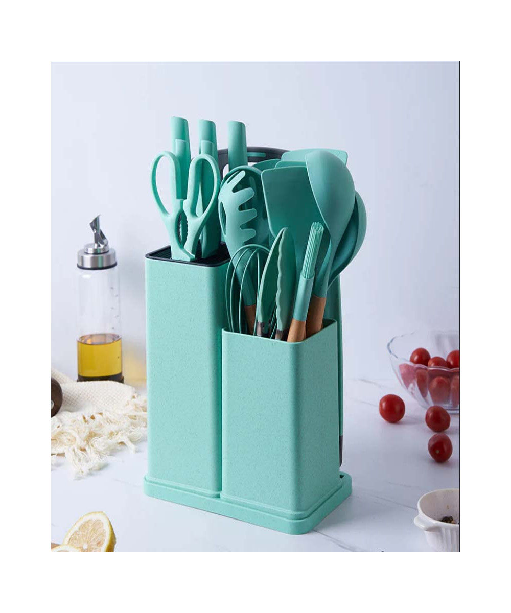 ENSEMBLE D'USTENSILES DE CUISINE AVEC PORTE-LOUCHE EN SILICONE