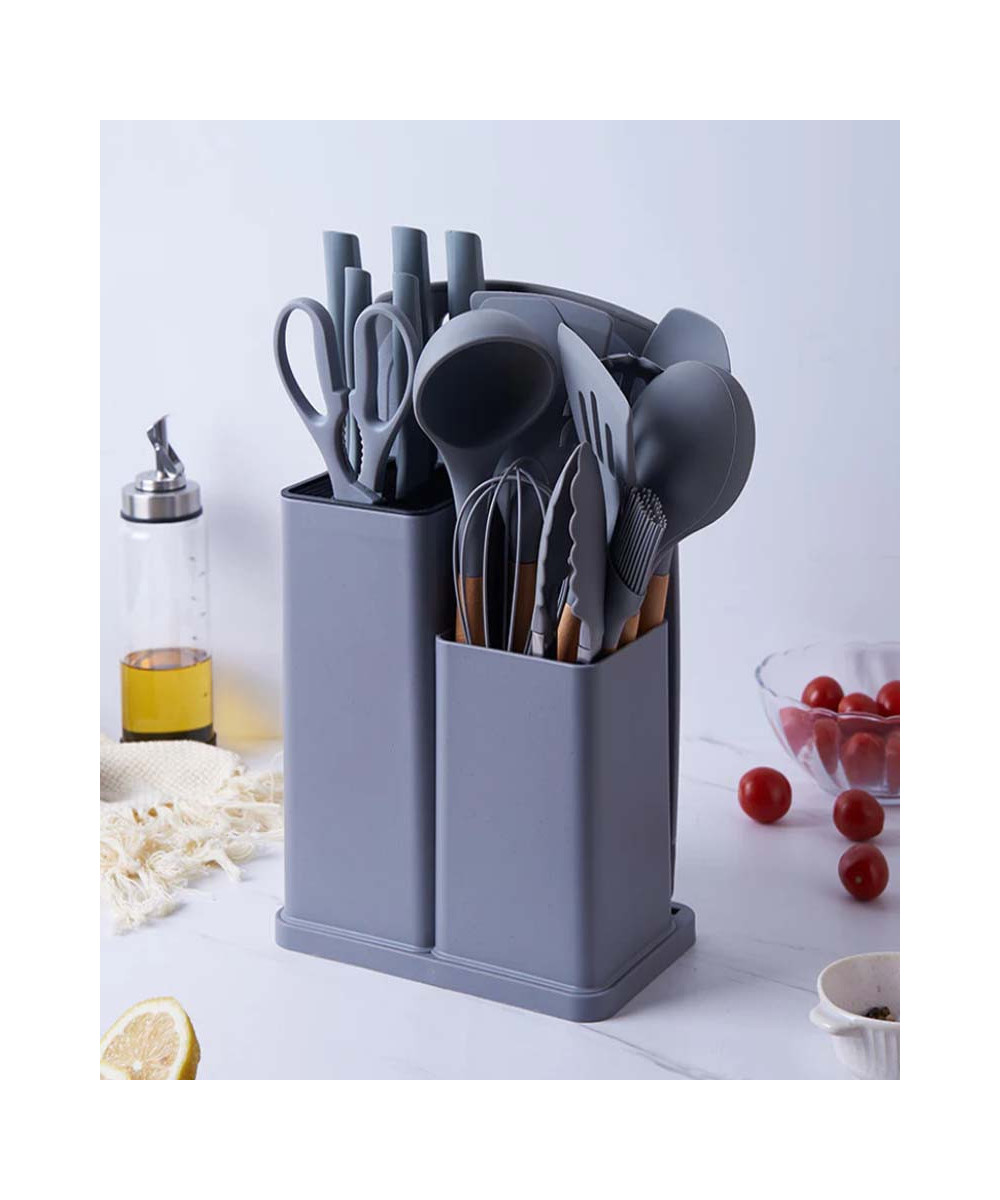 ENSEMBLE D'USTENSILES DE CUISINE AVEC PORTE-LOUCHE EN SILICONE
