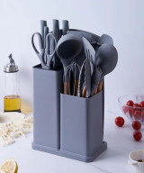ENSEMBLE D'USTENSILES DE CUISINE AVEC PORTE-LOUCHE EN SILICONE