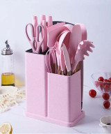 ENSEMBLE D'USTENSILES DE CUISINE AVEC PORTE-LOUCHE EN SILICONE