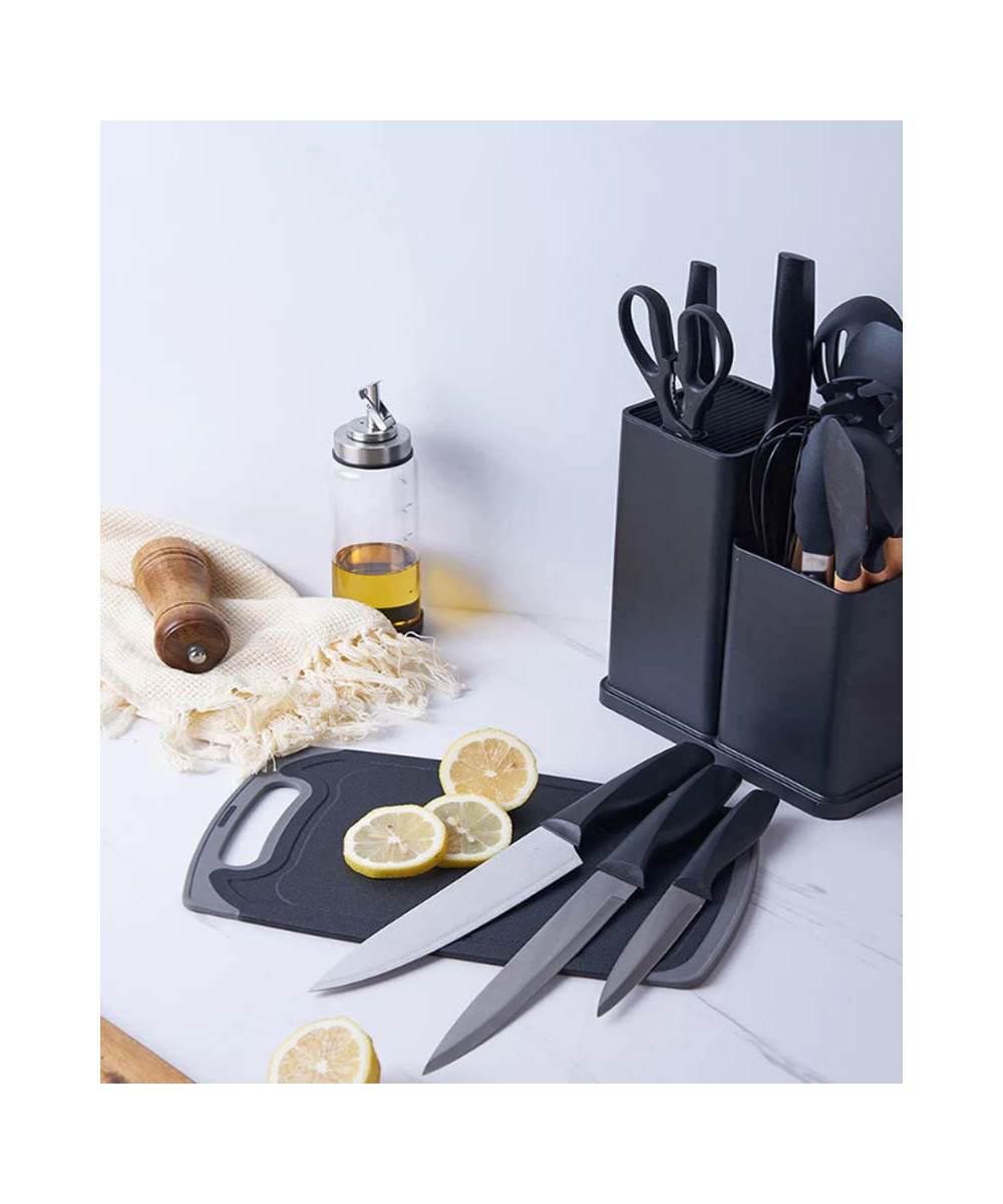 ENSEMBLE D'USTENSILES DE CUISINE AVEC PORTE-LOUCHE EN SILICONE