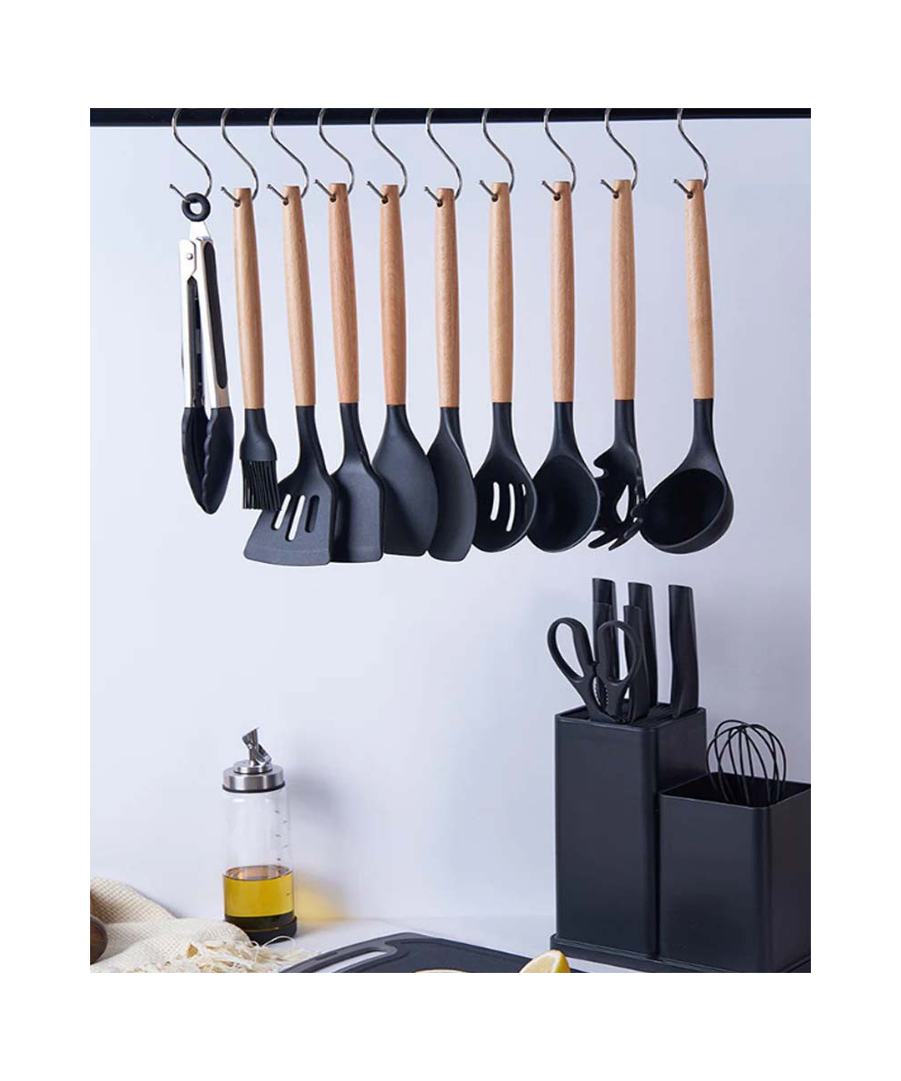 ENSEMBLE D'USTENSILES DE CUISINE AVEC PORTE-LOUCHE EN SILICONE