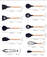 ENSEMBLE D'USTENSILES DE CUISINE AVEC PORTE-LOUCHE EN SILICONE