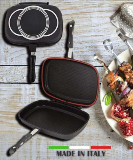 POÊLE DOUBLE FACE ANTIADHÉSIVE EN CÉRAMIQUE – POÊLE A GRILLER MULTIFONCTIONS