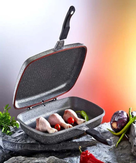 POÊLE DOUBLE FACE ANTIADHÉSIVE EN CÉRAMIQUE – POÊLE A GRILLER MULTIFONCTIONS