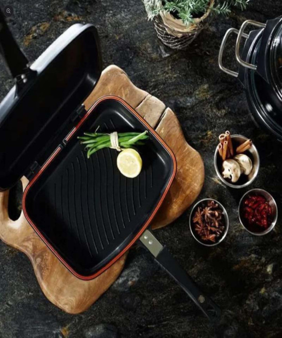 POÊLE DOUBLE FACE ANTIADHÉSIVE EN CÉRAMIQUE – POÊLE A GRILLER MULTIFONCTIONS