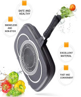 POÊLE DOUBLE FACE ANTIADHÉSIVE EN CÉRAMIQUE – POÊLE A GRILLER MULTIFONCTIONS