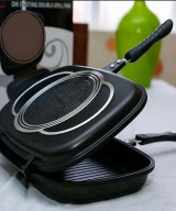 POÊLE DOUBLE FACE ANTIADHÉSIVE EN CÉRAMIQUE – POÊLE A GRILLER MULTIFONCTIONS