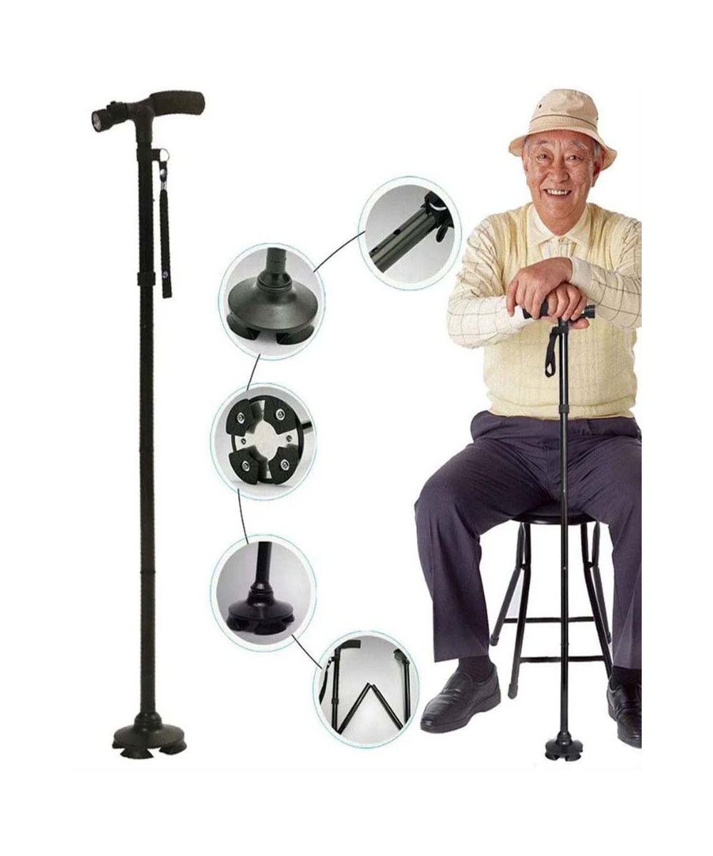 CANNE DE MARCHE PLIANTE MÉDICALE AVEC TORCHE INTÉGRÉ