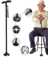 CANNE DE MARCHE PLIANTE MÉDICALE AVEC TORCHE INTÉGRÉ