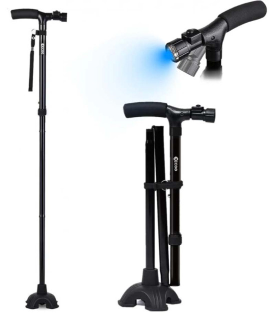 CANNE DE MARCHE PLIANTE MÉDICALE AVEC TORCHE INTÉGRÉ