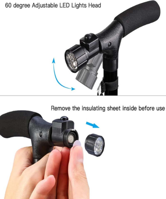 CANNE DE MARCHE PLIANTE MÉDICALE AVEC TORCHE INTÉGRÉ