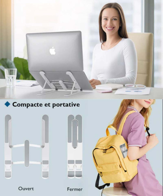 Support PC Portable & Tablette Ajustable | Design Ergonomique Pliable | IMRANEMALL