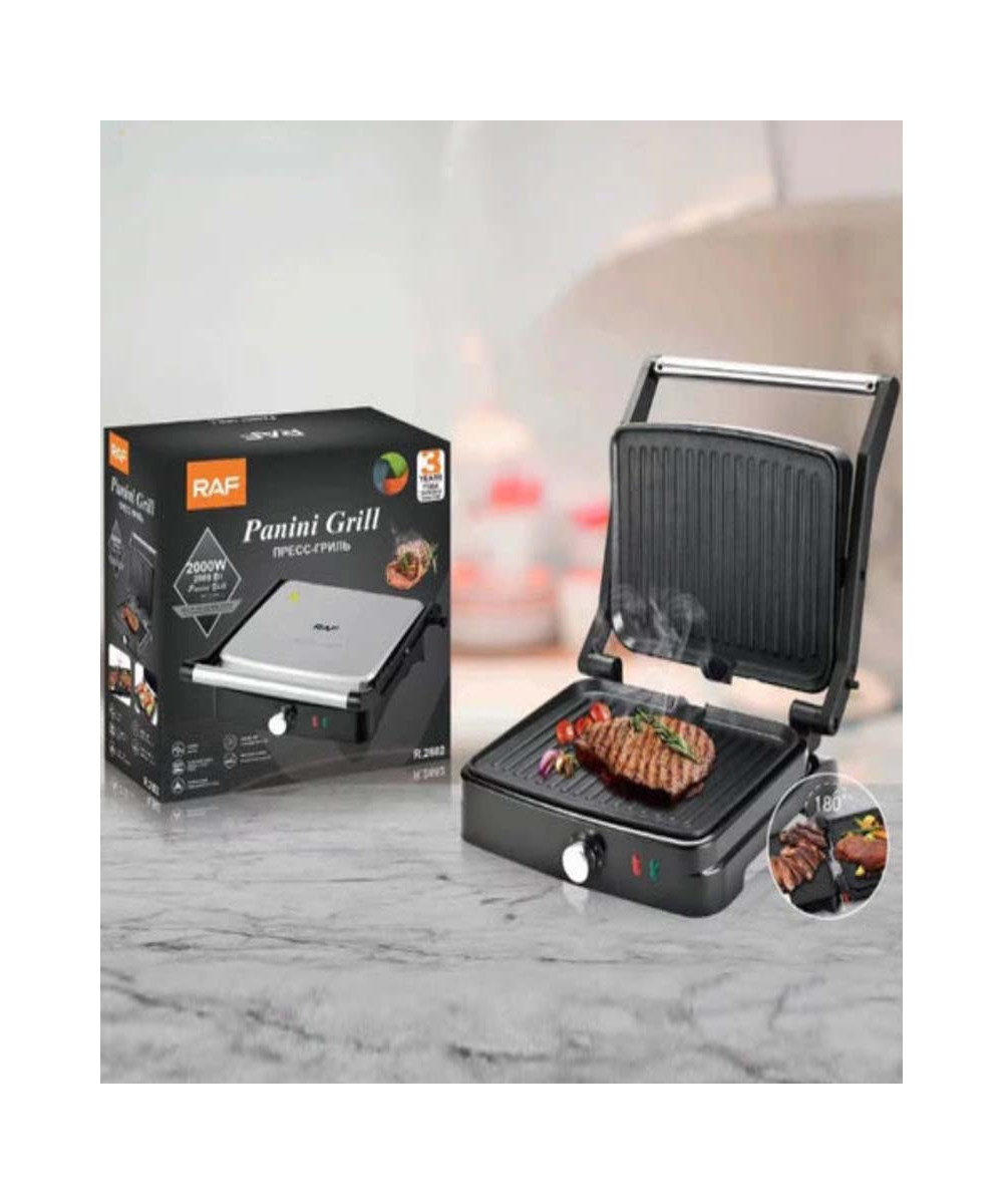 PANINI GRILL ELECTRIQUE MULTIFONCTION RAF, ANTI-ADHESIF, OUVERTURE 180°